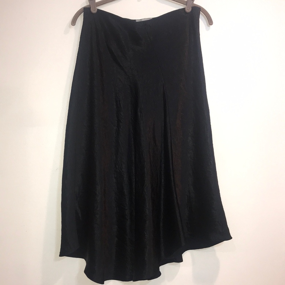 Vince Asymmetrical Hemmed Satin Crinkle Skirt Black Woman’s Medium